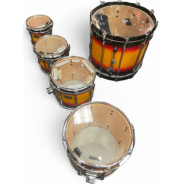 Used Pearl 5 Piece 1980's BLX Birch 2 Color Sunburst Drum Kit