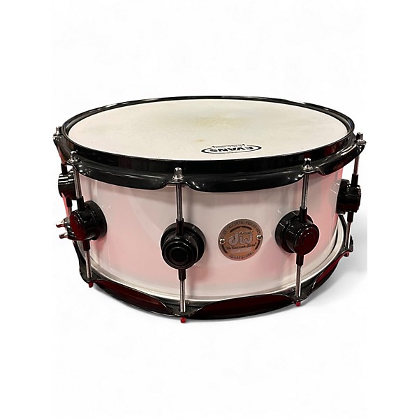 Used 2000s DW 14X6 Ten and Six Collectors Series Maple White w/Black Chrome hardware Drum