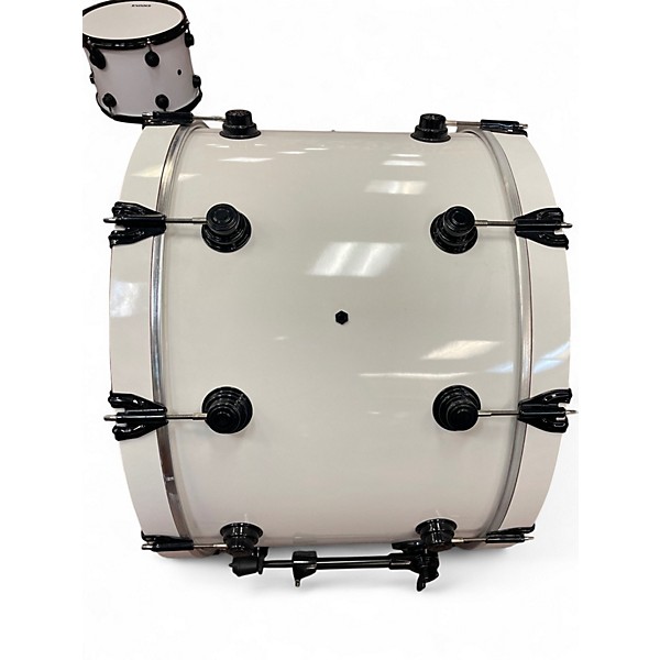 Used 1990s DW 3 Piece 3 Pc Collectors kit Keller shells White w/Black Chrome Hardware Drum Kit