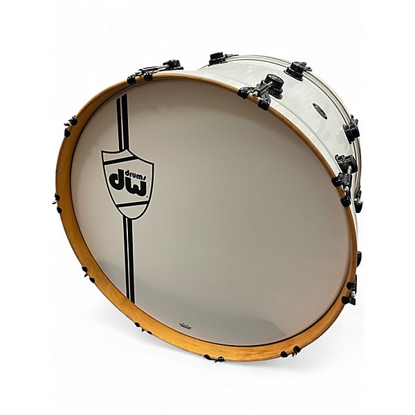 Used 1990s DW 3 Piece 3 Pc Collectors kit Keller shells White w/Black Chrome Hardware Drum Kit