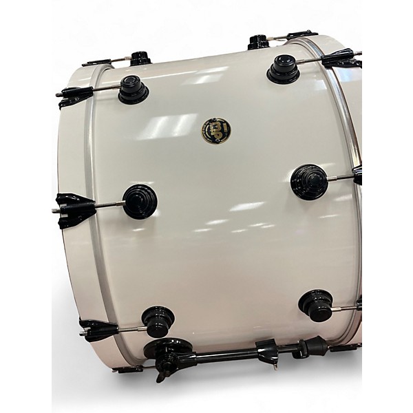 Used 1990s DW 3 Piece 3 Pc Collectors kit Keller shells White w/Black Chrome Hardware Drum Kit