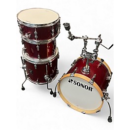 Used SONOR 4 Piece AQX Red Moon Sparkle Drum Kit