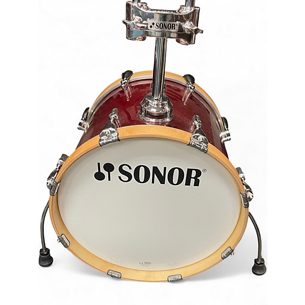 Used SONOR 4 Piece AQX Red Moon Sparkle Drum Kit
