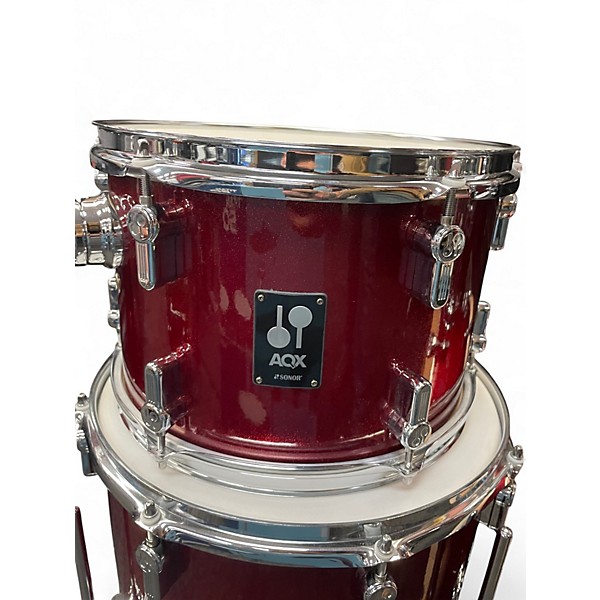 Used SONOR 4 Piece AQX Red Moon Sparkle Drum Kit