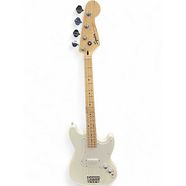 Used Squier Bronco Arctic White Electric Bass Guitar