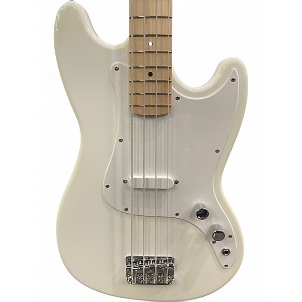 Used Squier Bronco Arctic White Electric Bass Guitar