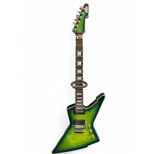 Used Schecter Guitar Research E-1 FRS GREEN BURST Solid Body Electric Guitar