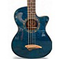 Used Dean Exotica Quilted Ash 4-String Trans Blue Acoustic Bass Guitar
