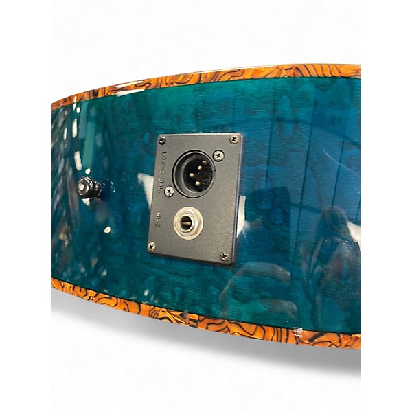 Used Dean Exotica Quilted Ash 4-String Trans Blue Acoustic Bass Guitar