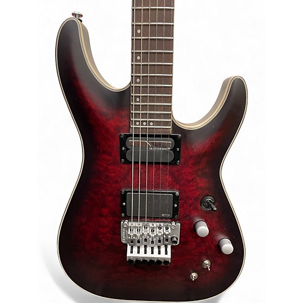Used Schecter Guitar Research C1 Floyd Rose Platinum Crimson Red Burst Solid Body Electric Guitar