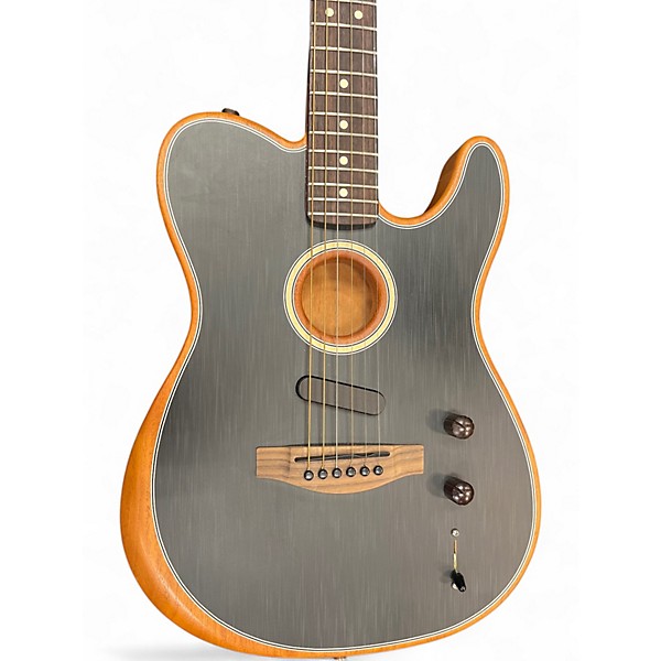 Used Fender Acoustasonic Player Telecaster Brushed Black Acoustic Electric Guitar