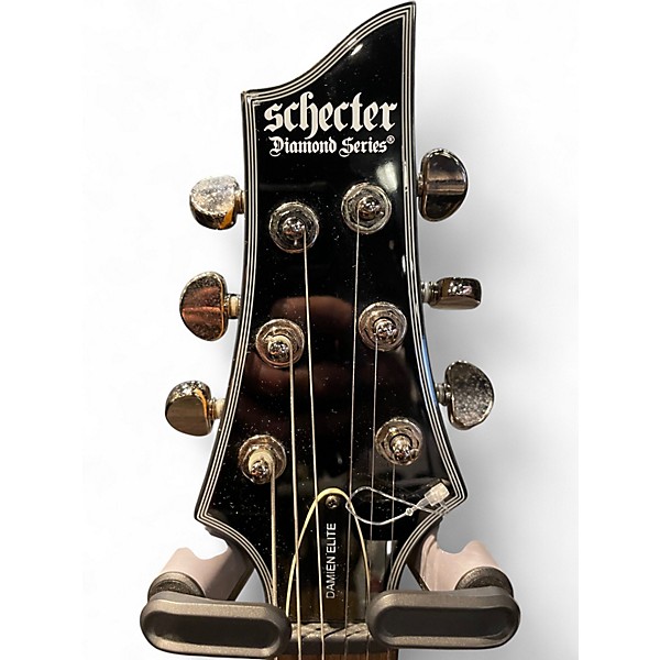 Used Schecter Guitar Research Damien Elite 6 Black Solid Body Electric Guitar