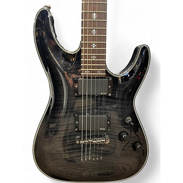 Used Schecter Guitar Research Damien Elite 6 Black Solid Body Electric Guitar