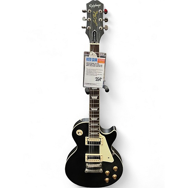 Used Epiphone Les Paul Traditional Pro IV Black and White Solid Body Electric Guitar