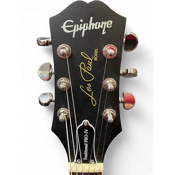 Used Epiphone Les Paul Traditional Pro IV Black and White Solid Body Electric Guitar