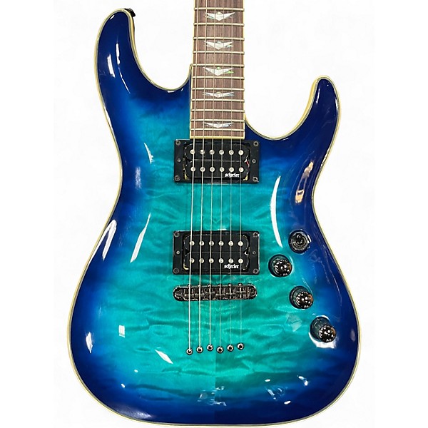 Used Schecter Guitar Research Omen Extreme 6 Ocean Blue Burst Solid Body Electric Guitar