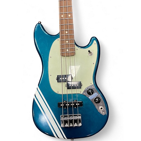 Used 2017 Fender Player Mustang PJ Refinished teal Electric Bass Guitar