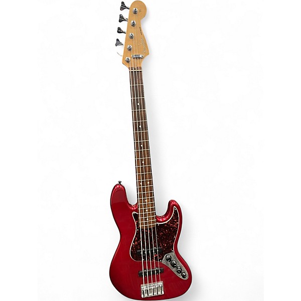 Used Fender Deluxe Jazz Bass V RED Electric Bass Guitar