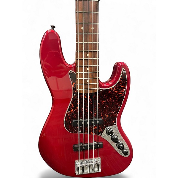 Used Fender Deluxe Jazz Bass V RED Electric Bass Guitar