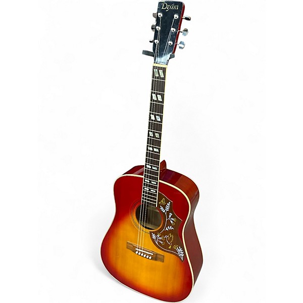 Used 1970s Dixon Hummingbird style Cherry Acoustic Guitar