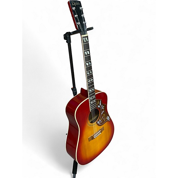Used 1970s Dixon Hummingbird style Cherry Acoustic Guitar