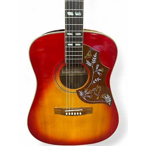 Used 1970s Dixon Hummingbird style Cherry Acoustic Guitar