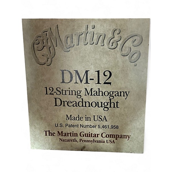 Used Martin DM12 Natural 12 String Acoustic Guitar