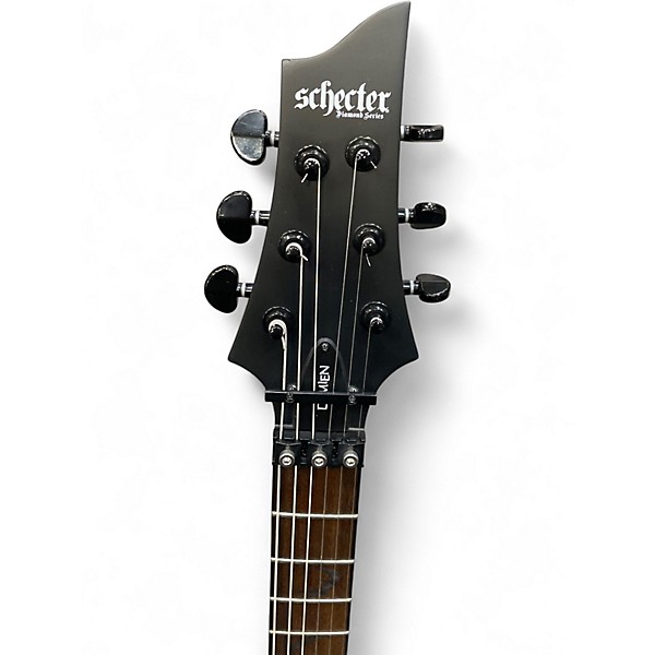 Used Schecter Guitar Research Damien Floyd Rose Black Solid Body Electric Guitar