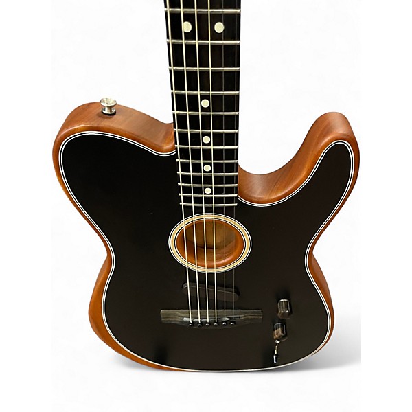 Used Fender American Acoustasonic Telecaster Brushed Black Acoustic Electric Guitar
