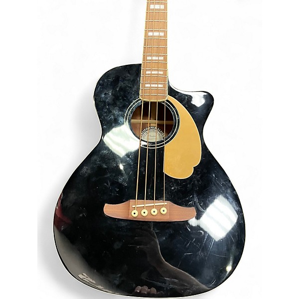 Used Fender Kingman Acoustic Electric Bass Black Acoustic Bass Guitar