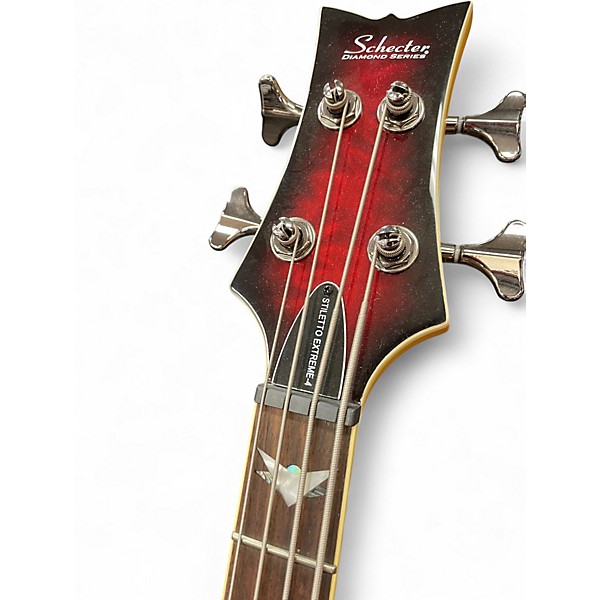 Used Schecter Guitar Research Stiletto Extreme 4 String Red Electric Bass Guitar