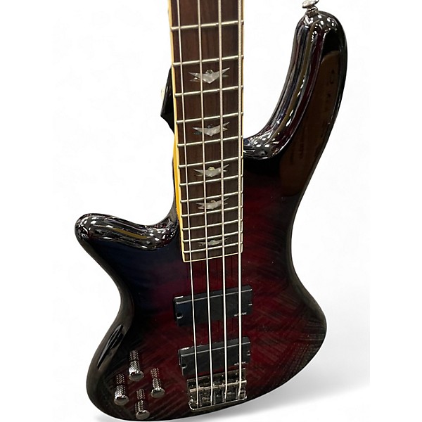 Used Schecter Guitar Research Stiletto Extreme 4 String Red Electric Bass Guitar