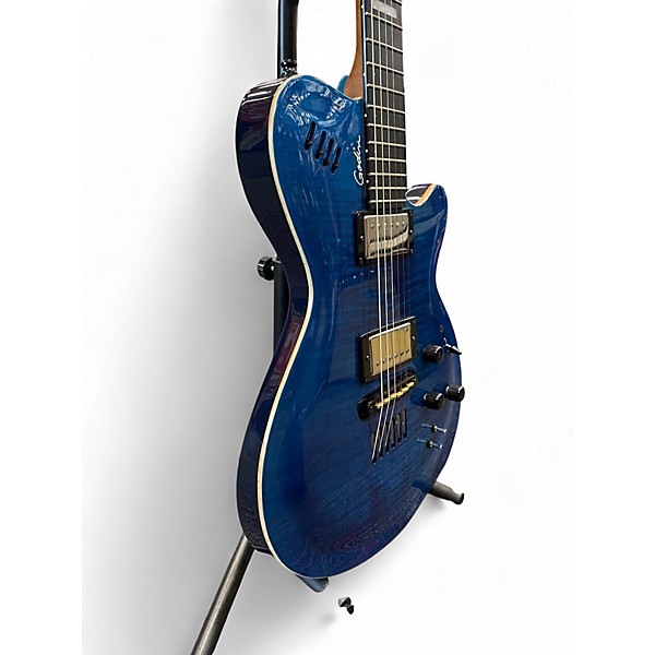 Used Godin LGX-SA AAA Flame Maple Top Trans Blue Solid Body Electric Guitar