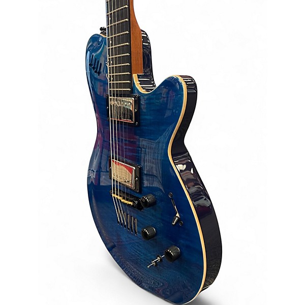 Used Godin LGX-SA AAA Flame Maple Top Trans Blue Solid Body Electric Guitar