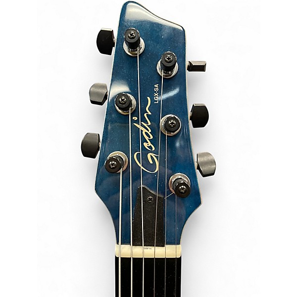 Used Godin LGX-SA AAA Flame Maple Top Trans Blue Solid Body Electric Guitar