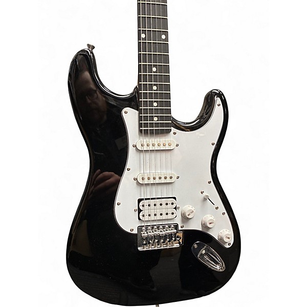 Used Donner Standard S-Style Black Solid Body Electric Guitar