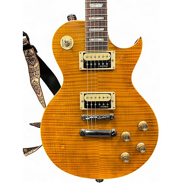 Used Vintage V100AFD Paradise Flamed Amber Solid Body Electric Guitar