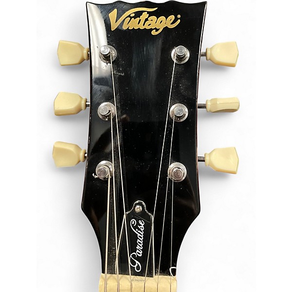 Used Vintage V100AFD Paradise Flamed Amber Solid Body Electric Guitar