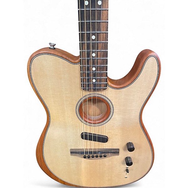 Used Fender American Acoustasonic Telecaster Natural Acoustic Electric Guitar