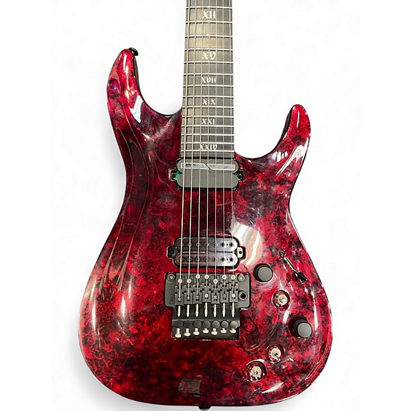 Used Schecter Guitar Research C7 APOCALYPSE Crimson Red Burst Solid Body Electric Guitar