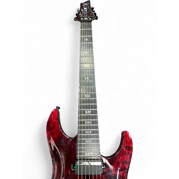 Used Schecter Guitar Research C7 APOCALYPSE Crimson Red Burst Solid Body Electric Guitar