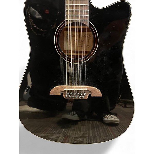 Used Alvarez AD6012cebk Black 12 String Acoustic Guitar