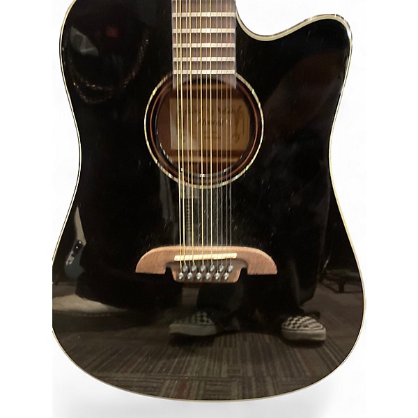 Used Alvarez AD6012cebk Black 12 String Acoustic Guitar