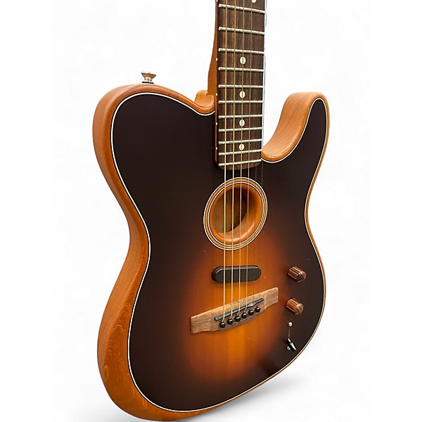 Used Fender Acoustasonic Player Telecaster bourbon burst Acoustic Electric Guitar