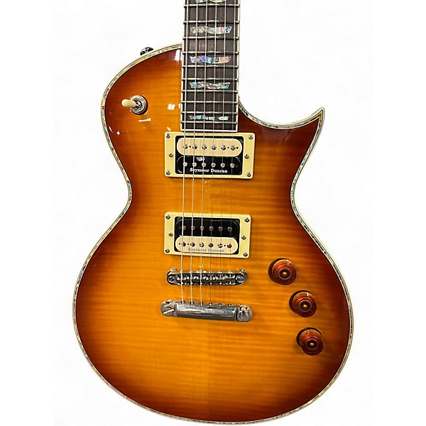 Used Esp Ltd EC1000 Deluxe Amber Sunburst Solid Body Electric Guitar
