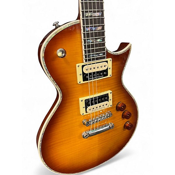 Used Esp Ltd EC1000 Deluxe Amber Sunburst Solid Body Electric Guitar