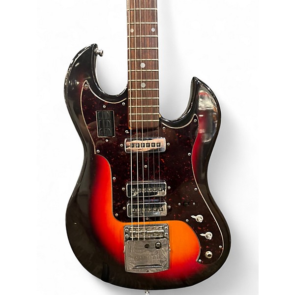 Vintage 1960s Conrad 1247 3 Tone Sunburst Solid Body Electric Guitar