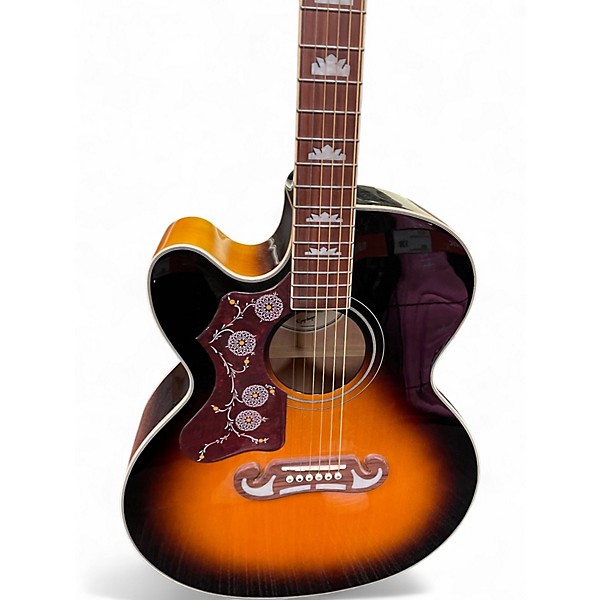 Used Epiphone J-200 EC Studio Left Handed Vintage Sunburst Acoustic Guitar