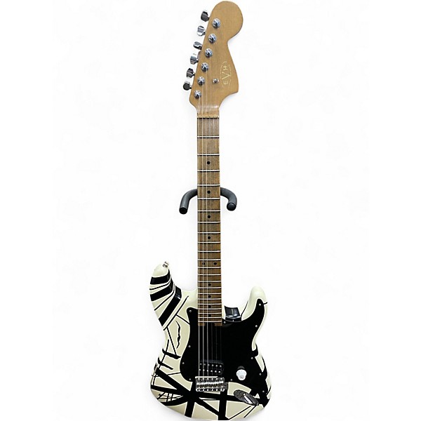 Used EVH Striped Series '78 White and Black Solid Body Electric Guitar