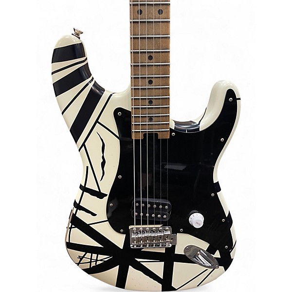 Used EVH Striped Series '78 White and Black Solid Body Electric Guitar